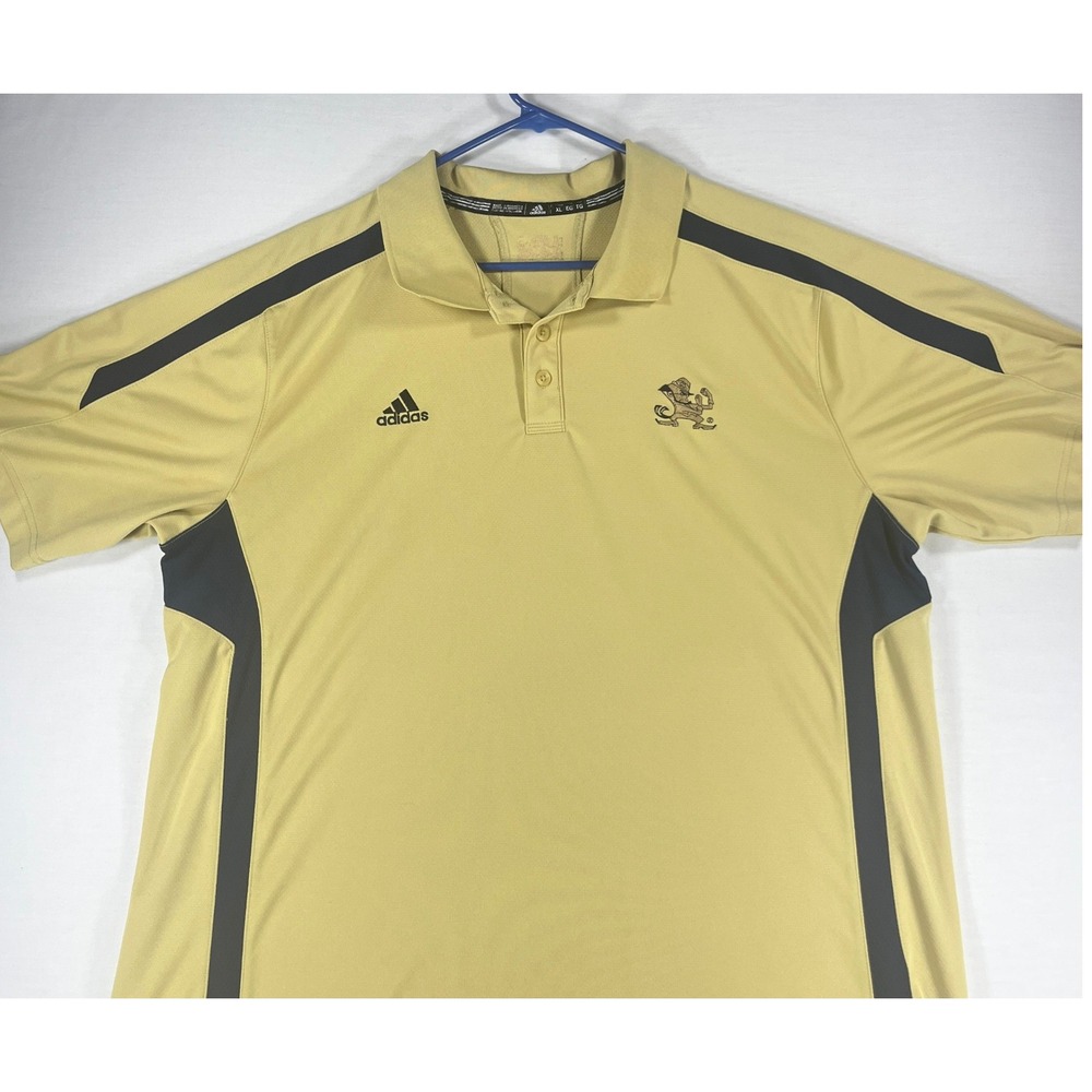 Adidas Notre Dame Fighting Irish Gold Navy Performance Polo Shirt Mens XL